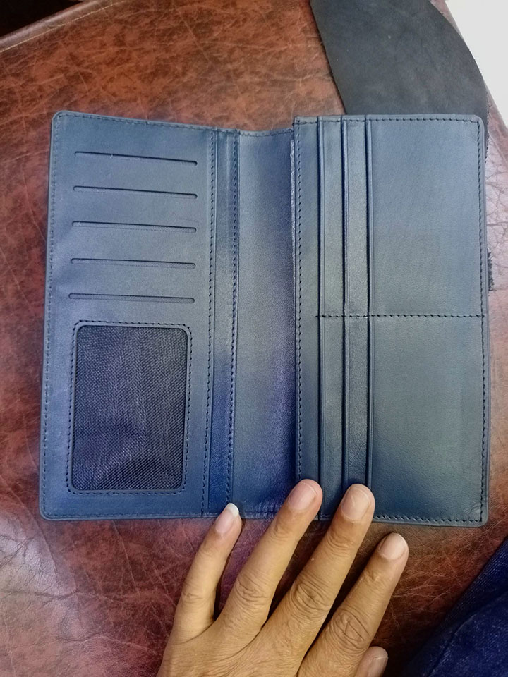Leather Long Wallet for Mobile of Blue